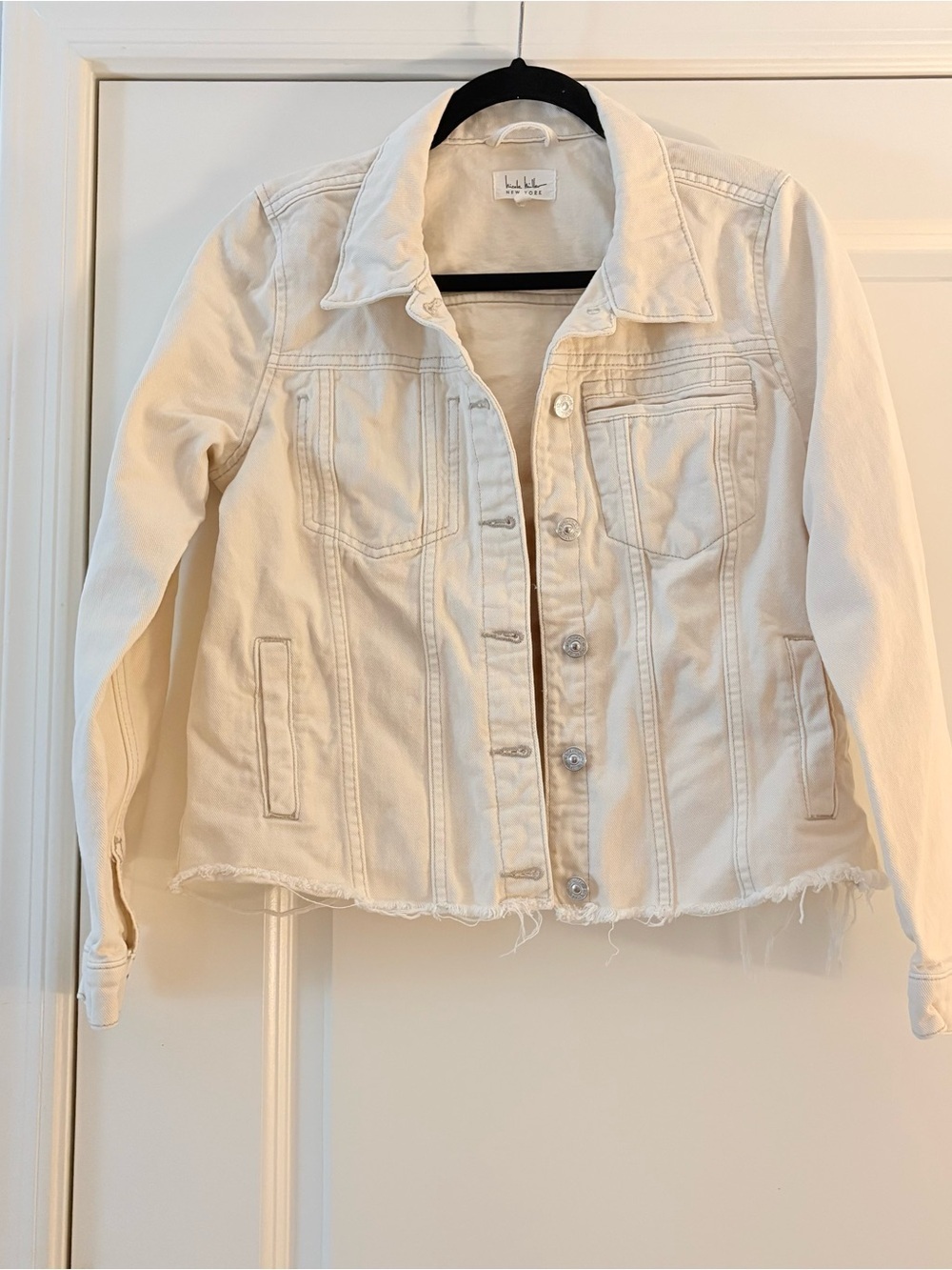 Nicole Miller Women’s Light Cream Cotton Denim Jacket